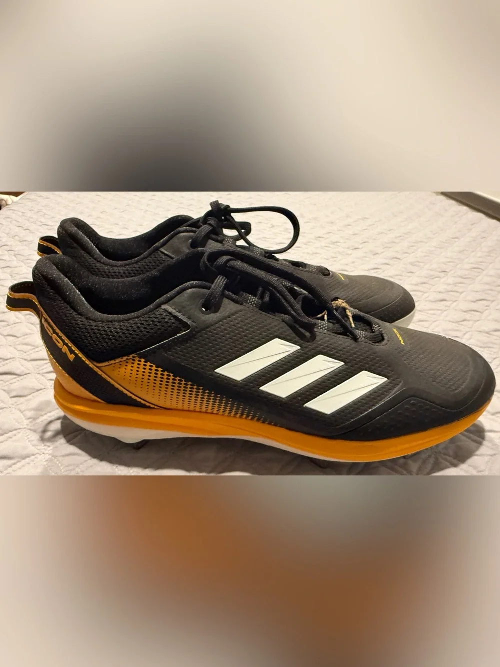 Adidas Icon 7 Baseball Metal Cleats Mens Size 13 Black Yellow Stealtrax S23856
